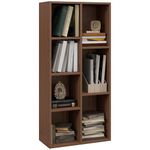 HOMCOM Bookcase, Industrial Wooden Bookshelf with 7 Compartments for Files, Decor, Floor Standing Storage Unit for Study, Living Room, Bedroom, 50 x 24 x 106cm, Walnut