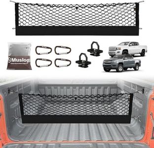 Muslogy Truck Bed Cargo Net Compatible with 2015-2022 Chevy Colorado & GMC Canyon Accessories Storage Organizer Pickup Truck Bed Envelope Style Net with Heavy Duty Carabiners & Tie Down Anchor Set
