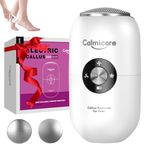 Calmicare Callus Remover for Feet Electronic | 1 Year Warranty | Foot Scrubber for Dead Skin with 2 Stainless Steel Heads, 3 Speed, Waterproof, Rechargeable Pedicure Kit for Women Men (White)