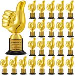 Highergo 24 Pcs Thumbs up Award Trophies 5 Inch Plastic Gold Trophy Cups Bulk for Staff or Kids Party Favors with Inspirational Stickers for Employee Reward School Trophy Gifts(Thumb, Proud)