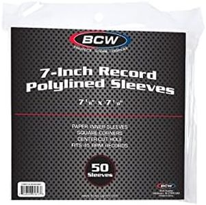 BCW Fundas de papel blanco polilíneas cuadradas de 7 pulgadas, 50 unidades