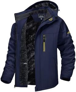 TACVASEN Men's Winter Ski Jacket Waterproof Snow Coats Snowboard Fleece Lining Jacket Warm Parka with Hooded Dark Blue XL