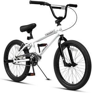 cubsala 20 Inch BMX Race Bike Trident Bicycles Beginner-Level to Advanced Riders with 2 Pegs Trick Cycling and Professional BMX Riding, Color White