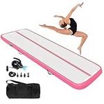 Tumbling Gymnastics Mat Inflatable 3/4/5/6 M Tumbling Mat 10 CM Thick Air Floor Practice Gymnastics Workout Mat Practice for Home Use/Training/Cheer leading/Yoga/Water Fun (Pink, 3M)