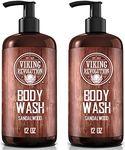 Viking Revolution - Shower Gel Men 340 ml x 2 - Natural Body Wash - Mens Shower Gel with Vitamin E and Rosemary Oil - Smoothes & Moisturises - Sandalwood