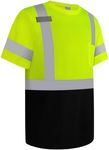 Uno Mejor High Visibility Shirts for Men Class 3 Hi Vis Reflective Safety Construction Shirts for Men Women, Short Sleeve Work Shirts with Black Bottom, Meet ANSI, Durable & Breathable, Yellow L