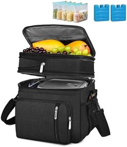 LIWEGHT Expandable Large Lunch Bag 15L Double Deck Lunch Box Leakproof Cooler Bag for Men Women Adults Insulated Lunch Tote Bag with Shoulder Strap