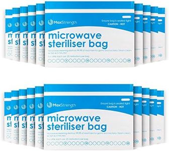 Microwave Steriliser Bags Premium 10pc Pack by Max Strength, Large & Durable Steam Bags for Baby Bottles, Soothers, Teethers & Training Cups, 20 Uses Per Bag, Marking System, Chemical Free & Safe Zone