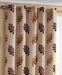 Impression Hut Fine Polyester Pedate Leaf Printed Curtain for Door - 2 Pc (Coffee, 4 x 7 Feet)