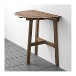 ASKHOLMEN Durable Outdoor Brown Stained Solid Acacia Wall-mounted Drop-leaf Table 70x44 cm