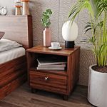 Wakefit Bedside Table| Engineered Wood Side Table with Storage with Single Drawer | 1 Year Warranty | - Taurus - Columbian Walnut