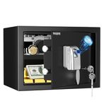 25L Fingerprint Security Cabinet Safe Box WASJOYE Electronic Personal Home Safe with Biometric Safety Fingerprint Key Lock for Office Hotel Jewelry Gun Safe Storage (25x35x25 cm)