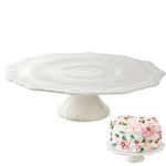 BPFY 10 Inch Round White Ceramic Cake Stand, Decorative Cupcake Stand, Dessert Display Plates for Snacks and Cookies, Baby Shower, Birthday, Wedding Party Decor (Fit for 10 inch Cake)