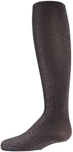 MeMoi Shining Star Shimmer Tights for Girls, Ultra Soft and Lightweight Opaque Girl Tights - Sizes 2-14, Black, 6-8