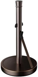 Stainless Steel Paper Towel Holder for Kitchen Countertop - Heavy Duty Weighted Non-Slip Base - One Hand Tear with Tension Spring Arm - Fits All Standard & Jumbo Rolls - Rust-Proof Paper Towel Stand