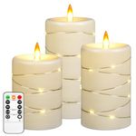 Da by Flameless Candles, 3 Dynamic Flame Candles, a Battery Candle Light, More Realistic Simulation of The Effect of Flames, with Timer Remote Control.