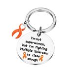 PLITI Multiple Sclerosis Awareness Gifts MS Survivor Gift Cancer Awareness Inspirational Jewelry I'm Not Superwomen But I'm Fighting Multiple Sclerosis So Close Enough Keychain (Fihgting MS CA)