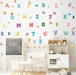 Tipi Tipi Tap Flower and Butterfly Alphabets ABC Learning Wall Stickers for Kids Room Bedroom Living Room Door Study Boho Nursery Wall Decoration Baby Boy Girl Room Bedroom