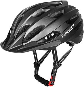 FUNWICT Mtb Mountain & Road Bike Helmet for Adult Men Women, Lightweight Cycle Helmet with Detachable Sun Visor, Adjustable Bicycle Helmet for Cycling (L: 22.4-24 inches, Black Titanium)