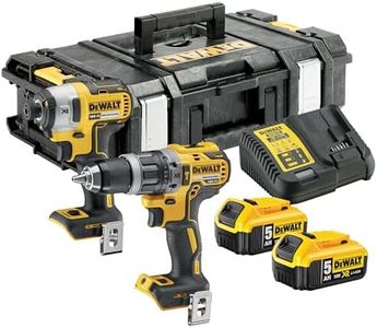 DEWALT 18V Akku-Kombopack – Schlagbohrschrauber DCD796 & Schlagschrauber DCF887, 2x 5,0Ah Li-Ion Akku, Schnellladegerät, Tough Box