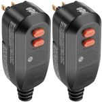 LOLARAN GFCI Plug Replacement Auto Reset 15 Amp 3 Prongs, Waterproof, Ground Fault Circuit Interrupter Safety Plug for Air Conditioner, Hot Tub,Ovens,Pumping,Weeder,2 Pcs