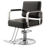 GreenLife® Art Deco SL Styling Chair, with Heavy Duty Hydraulic Pump, 360° Rotation Salon Chair, Extra Thick Padding & Resilient Seat Cushion Barber Chair, Spa Beauty Equipment, (Black & Silver)