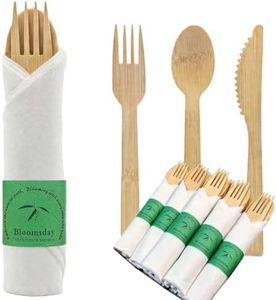 Bloomsday Disposable Pre-rolled Bamboo Utensils Set, 60 Pack