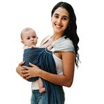 Luxury Ring Sling Baby Carrier – Extra-Soft Bamboo and Linen Fabric - Lightweight wrap - for Newborns, Infants and Toddlers - Perfect Baby Shower Gift - Nursing Cover (Ocean Tide)