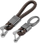 JVCV® 2 Pack Genuine Leather Keychain with Zinc Alloy Buckle Keyring (Coffee)