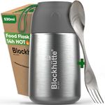 Blockhütte Thermal Lunch Box for Kids 530ml Stainless Steel | Thermal Food Flask with Spork | Vacuum Insulated Soup Flask for 14h Hot Meals | BPA Free Hot Soup, Porridge, Meal Prep