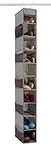 Premium 10-Shelf Hanging Shoe Storage Organiser With Side Mesh Pockets- Superior Tear Proof Fabric, Hanging Shoe Shelves With 2 Hooks- Collapsible Wardrobe Storage Closet Organiser for Shoes & Clothes