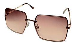 Lucky Brand Women Large Gold Square Front Mount Sunglass D2001, Gold Brown, M