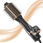 Hot Air Hair Dryer Brush - One-Step Blow Dryer Brush with Display Screen, Fast Drying, Volumizing, Styling, Straightening, Slightly Waving, Professional Hot Air Brush Suitable All Hair Types