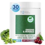 Nova Pharma Greens & Berries - 100% Organic Greens Superfood Powder, Rich Vitamins, Fiber, Omega-3 Fatty Acids, Boosts Immune System, Detoxifies Digestive System - Lactose-Free, GMO-Free - 30 Servings