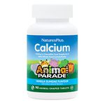 NaturesPlus Animal Parade Calcium Children’s Chewable - Calcium Supplement for Kids Natural Vanilla Flavour - Vegan, Gluten Free - 90 Chewable Animal Shaped Tablets