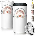 SANDJEST Teacher Tumbler - 4-in-1 Big Heart Shape Little Minds Tumbler Cup Can Cooler - 12oz Stainless Steel Insulated Cans Coozie Teachers Mug Birthday, Christmas, Appreciation, Teacher's Day Gifts