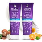 Bombae Shea Butter Hair Removal Cream For Women | Suitable For Sensitive Skin |No smell, no darkening, no drying| For Body, Legs, and Bikini Line with citrus aroma (Pack of 2)