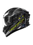 HEADFOX N2F Shady Full Face Bluetooth Helmet for Bike | Waterproof Smart Helmet for Man & Women | ISI Certified | Built-in Bluetooth | Glossy Grey Medium (58 CM)
