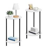 Small Round Side Table for Living Room, 2 Tiers Farmhouse End Tables Living Room Set Of 2, Accent Tables For Small Spaces，Night Stands for Bedrooms, Coffee Tables With Storage Shelf, Easy Assembly