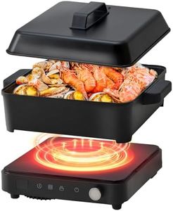 Olayks Portable Induction Cooktop, 1500W Induction Cooktop with 6 Temperature 8 Power Settings, 99 Minutes Timer, Including 8L Cast Iron Cooking Pot and Cast Iron Pan