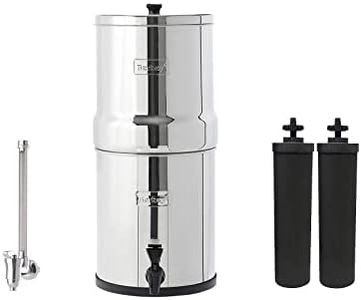 Big Berkey Gravity-Fed Water Filter System with 2 Black Berkey Elements Plus Deluxe 7" Stainless Steel Water View Spigot