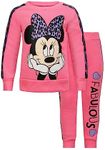 Disney Girl's 2 Piece Minnie Mouse Fabulous Long Sleeve Shirt and Jogger Set, Pink, Size 2T