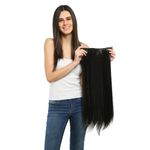 Beauté Secrets Hair Extensions for women black with brown highlights long 160 Grams, 5 Clips 30 inch length and 10 inches Width, Hair, Silky Straight Clip on Hair Extensions, (Black and Brown)