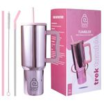 DOCAT 1200ML Stainless Steel Tumbler with Lid and Straw, Hot and Cold Double Insulated Sipper Mug, 100% Leak Proof Coffee Tumbler Cupholder for Office, Gym, Travelling (Glossy Pink)