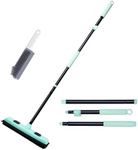 DALIPER Rubber Broom Pet Hair Remover with Squeegee, 52.3 Inches Long Handle Fur Sweeper with Small Detailing Lint Brush to Fluff Carpet Rug Tile Hardwood Floor