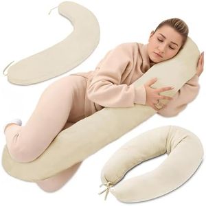 Coussin de grossesse et allaitement 190 cm – coussin maternité et corps ou oreiller de grossesse Soutien pour dormir sur le côté et allaiter Parfait pour femme enceinte oreillers forme de C mousseline