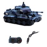 YouCute 2.4G Mini RC Tank with USB charger cable Remote Control Panzer tank 1:72 German Tiger I with Sound, Rotating Turret and Recoil Action When Cannon Artillery Shoots 40MHz(Blue B)