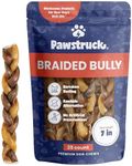 Pawstruck Natural 7” Braided Bully Sticks for Dogs, Tough Long-Lasting, Rawhide-Free, Low Odor, Healthy Single Ingredient Chew Treat for Aggressive Chewers, 25 Count, Packaging May Vary