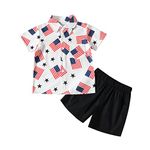 Adokioths 4th of July Toddler Boy Outfits USA Flag Buttom Down Shirts Casual Shorts Set 2Pcs Fourth of July Summer Clothes, American Flag, 5-6T