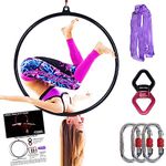 PRIOR FITNESS Aerial Hoop Set, Professional Aerial Lyra Hoop, 80cm/85cm/90cm/95cm Stainless Steel Single Point Aerial Hoop Equipment, Circus Fitness Aerial Hoop, Aerial Yoga Hoop for Home, Gym, Clubs